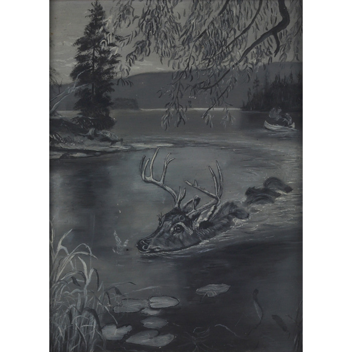 Appraisal: Ann Weir American th century Deer in Water oil on