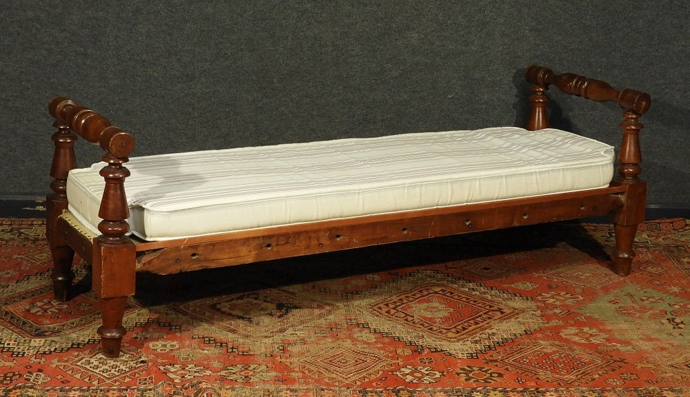 Appraisal: C American Figured Maple Carved Day Bed United States th