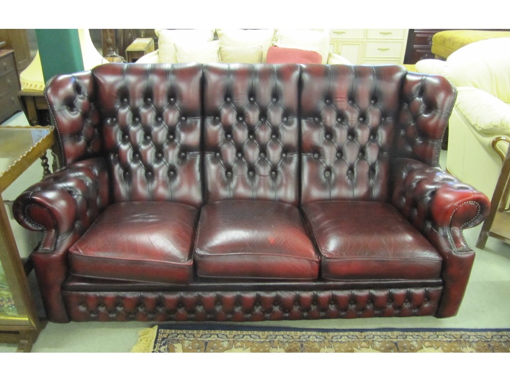 Appraisal: Chesterfield Ox Blood three seater settee