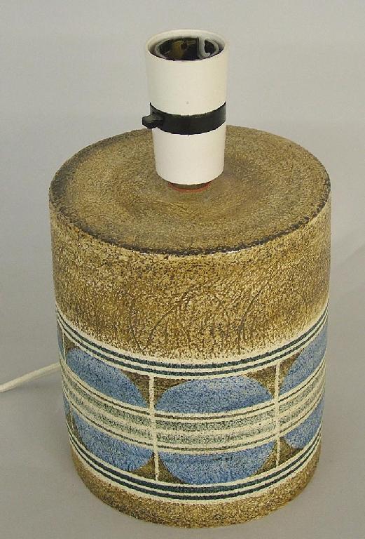 Appraisal: Troika Newlyn cylindrical textured table lamp decorated by Honor Curtis