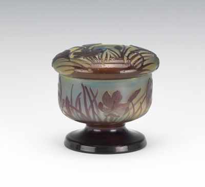 Appraisal: A Signed Galle Crocus Cameo Footed Jar Bowl on pedestal