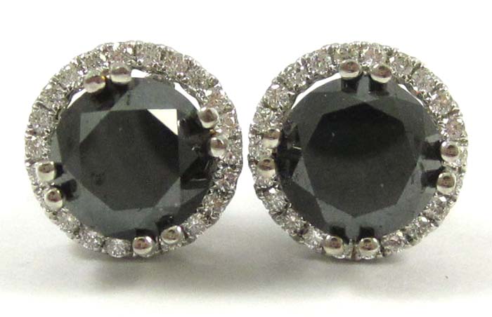 Appraisal: FANCY BLACK DIAMOND EAR STUDS WITH EARRING ENHANCERS each k