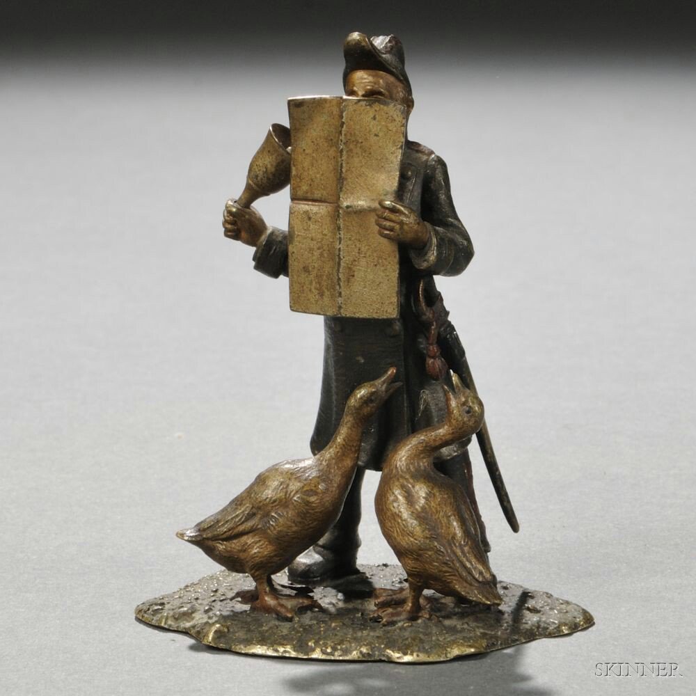 Appraisal: Franz Bergman Cold-painted Bronze Depiction of a Town Crier Austria