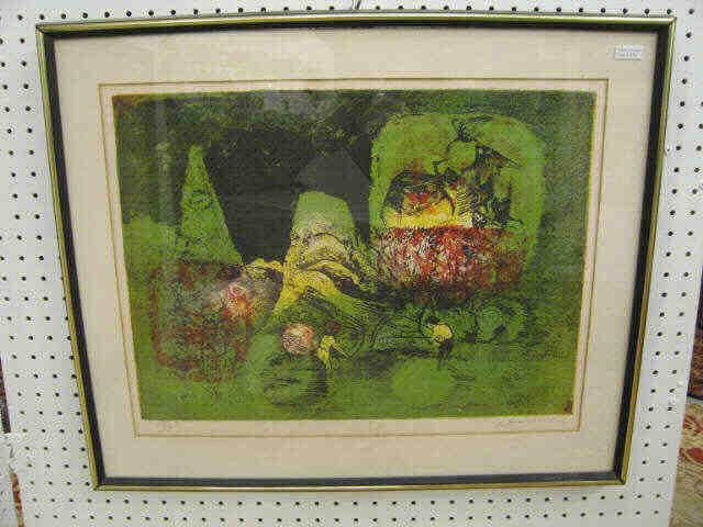 Appraisal: Art Modern Lithograph by Lebadang birds trees image area approx