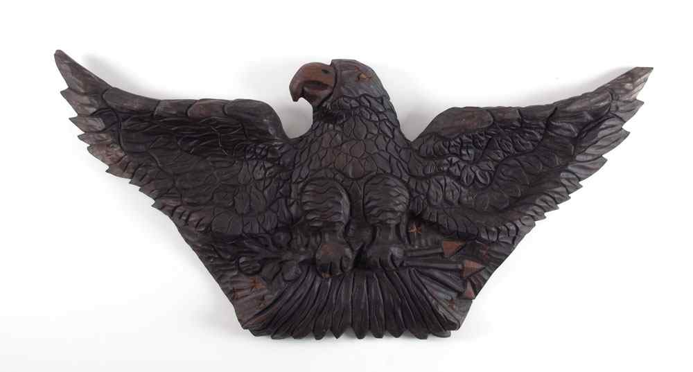 Appraisal: FOLK ART CARVED EAGLE SIGNED JEAN ANDRE Nice carved folk