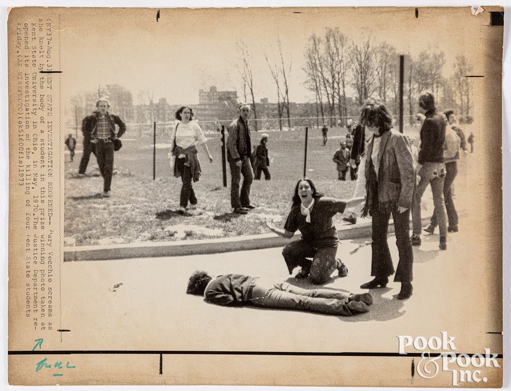 Appraisal: Wire press photo of the Kent State shootings Wire press