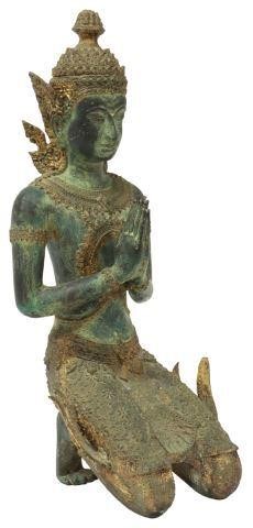 Appraisal: Southeast Asian parcel gilt and verdigris patinated bronze Buddhist figure