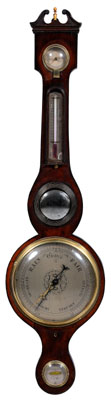 Appraisal: Inlaid English barometer string-inlaid walnut case broken-arch pediment with finial