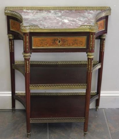 Appraisal: French Ormolu Mounted Marble Top Tier Stand With gilded and