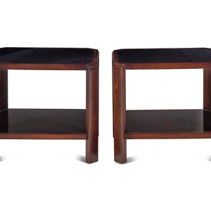 Appraisal: A Pair of Contemporary Walnut Side Tables in the Art