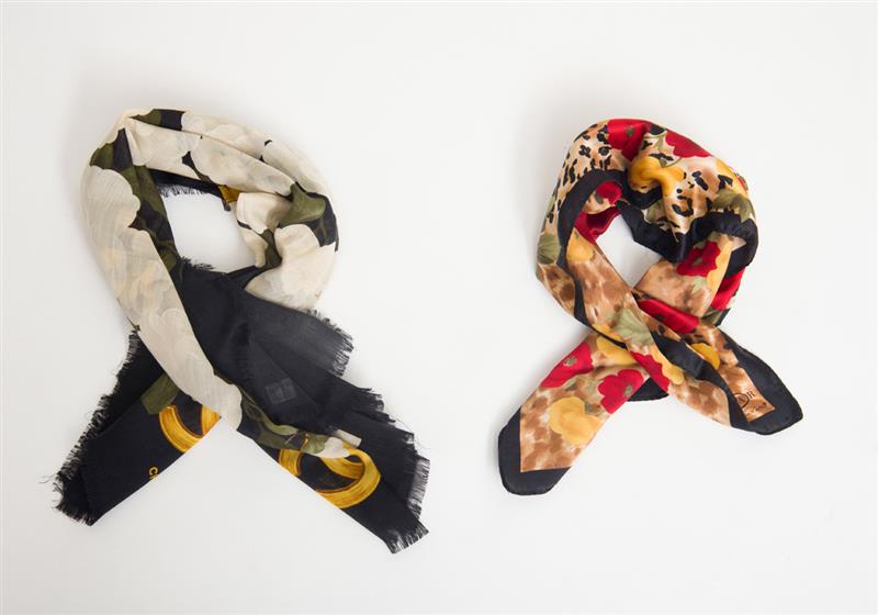 Appraisal: OSCAR DE LA RENTA SCARF Together with a Chanel scarf