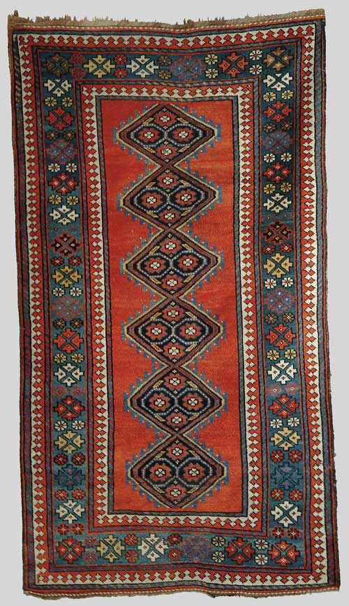 Appraisal: SEMI-ANTIQUE ORIENTAL SCATTER RUG Central red field has six connected