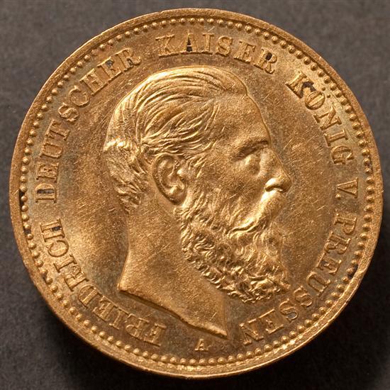 Appraisal: Prussian gold -Mark of Kaiser Friedrich Berlin Mint Uncirculated