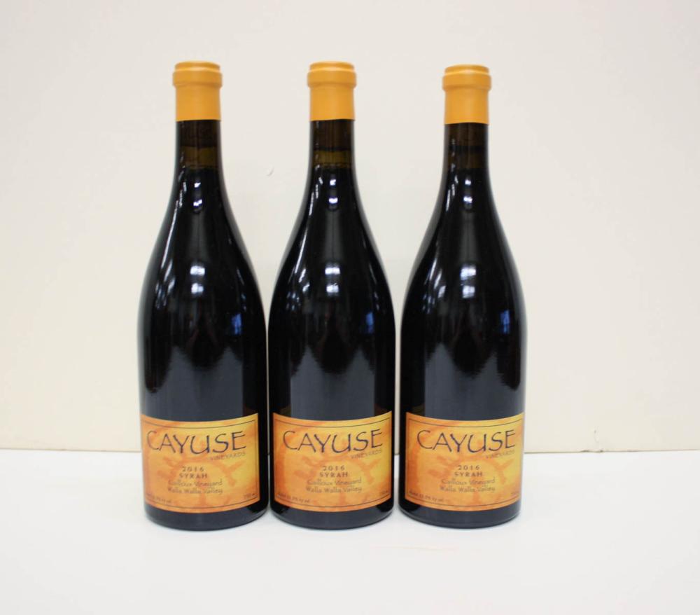 Appraisal: THREE BOTTLES OF VINTAGE CAYUSE VINEYARDS RED WINE Syrah Cailloux