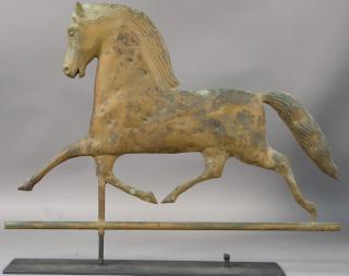 Appraisal: Horse weathervane with zinc head Black Hawk on metal stand