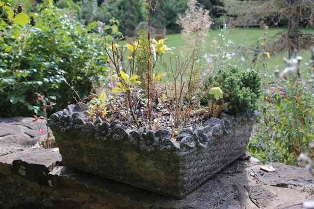 Appraisal: A SET OF SIX RECONSTITUTED STONE SQUARE SHALLOW PLANTERS with