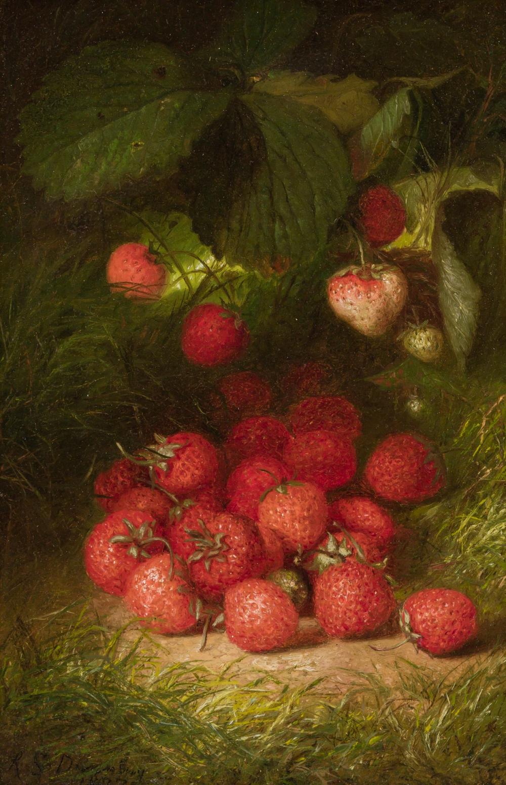 Appraisal: ROBERT SPEAR DUNNING American - Strawberries oil on canvas signed