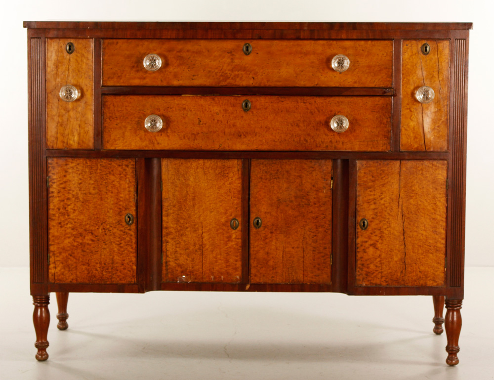 Appraisal: - New England Burl Maple Sideboard New England sideboard burl