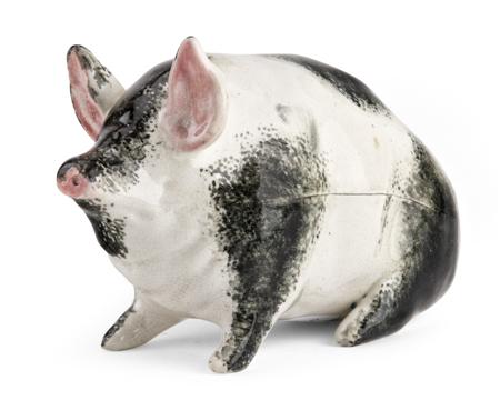 Appraisal: WEMYSS SMALL PIG FIGURE CIRCA decorated with sponged black on