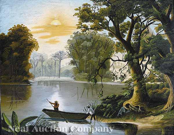 Appraisal: Southern School th c The Pirogue in the Swamp oil