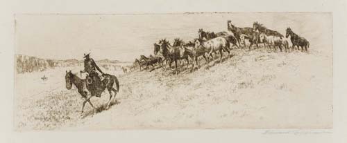 Appraisal: EDWARD BOREIN Saddle Bunch Etching circa x mm x inches