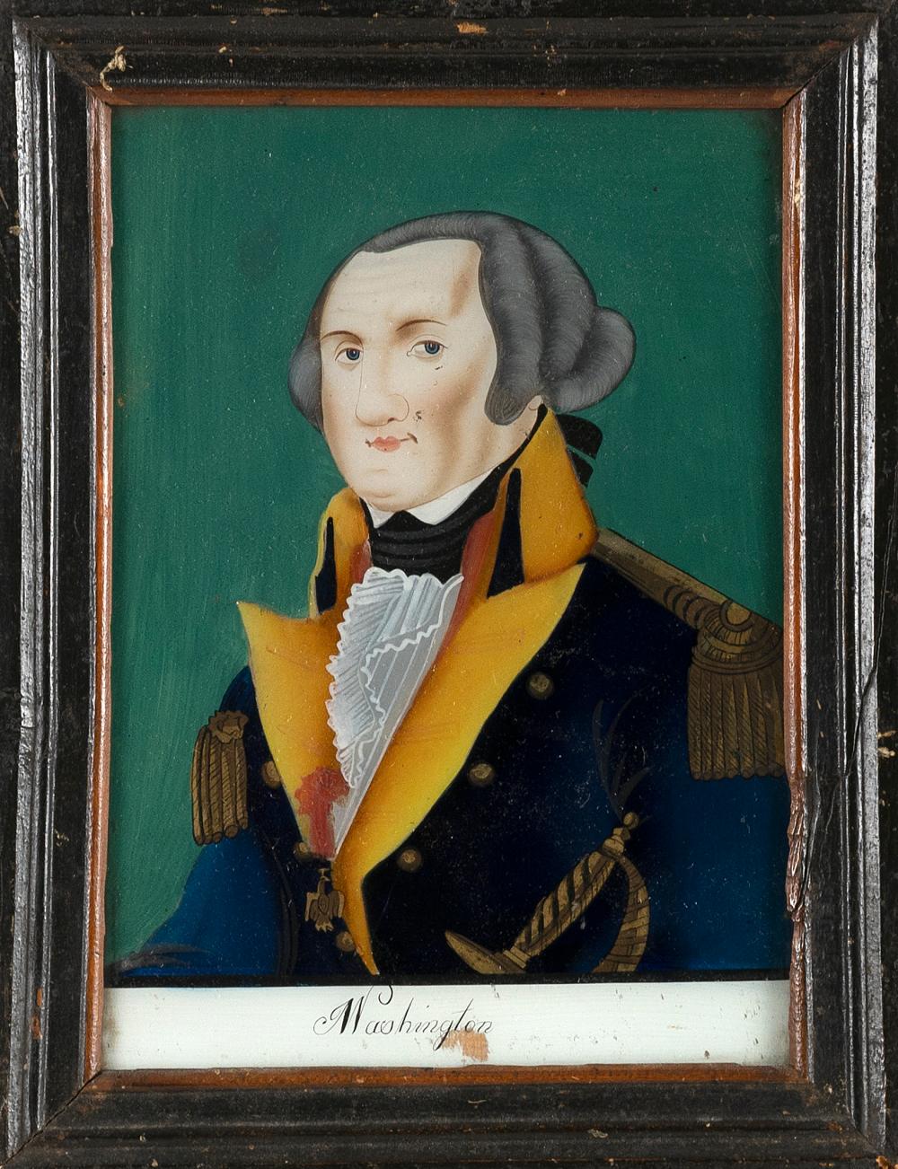 Appraisal: REVERSE PAINTING ON GLASS PORTRAIT OF GEORGE WASHINGTON LATE TH