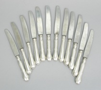 Appraisal: A Set of Twelve Silver Dinner Knives German ca th