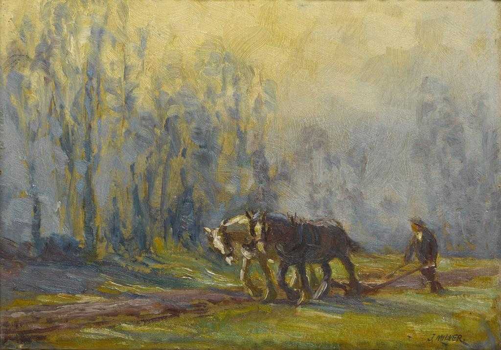 Appraisal: JOHN MILNER - PLOUGHING IN THE MORNING HAYMAKING a pair