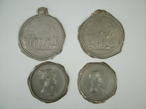 Appraisal: Four pewter electrotypes of French Revolutionary and Napoleonic medals after