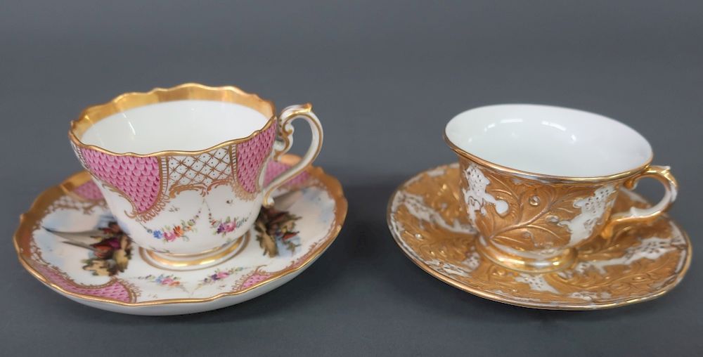 Appraisal: Two Meissen Cups with Saucers Two Meissen cups with saucers