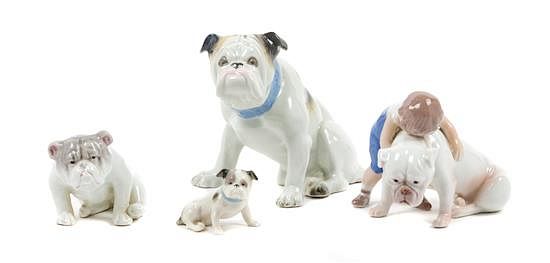 Appraisal: A Group of Four Porcelain Bulldog Figures Height of tallest