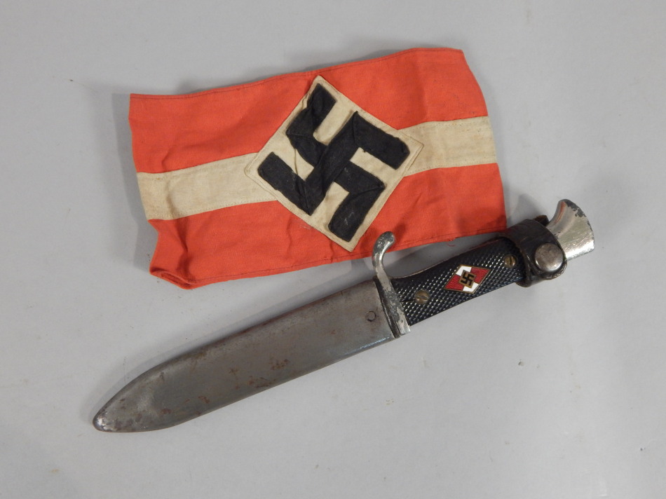 Appraisal: A Third Reich Hitler Youth knife with metal scabbard the