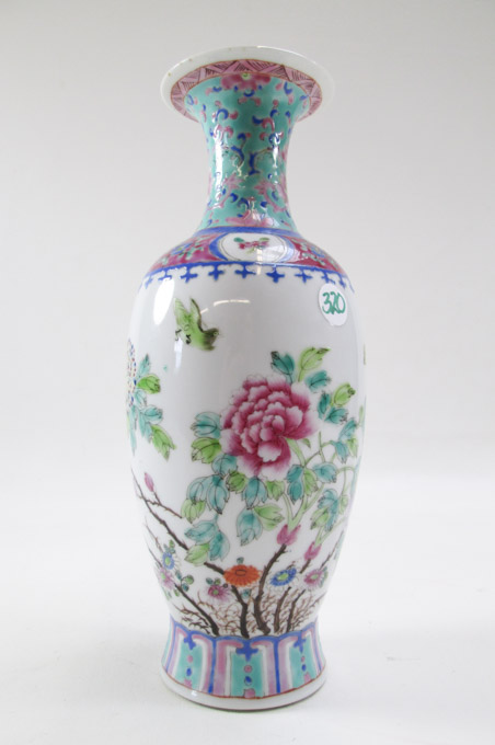 Appraisal: CHINESE HAND ENAMELED PORCELAIN VASE amphora form with flared rim