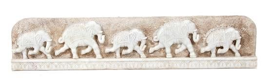 Appraisal: A Marble Frieze of Parade Elephants Height x width inches