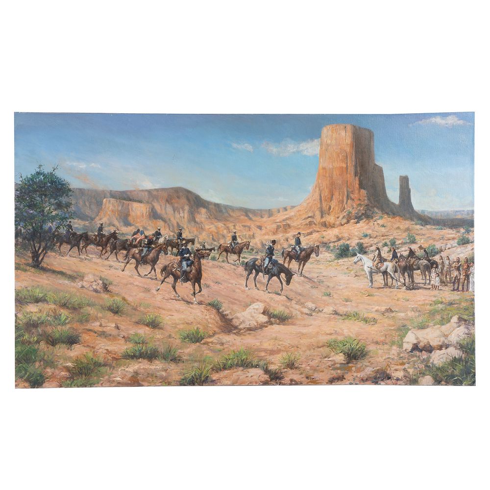 Appraisal: Nathaniel K Gibbs Buffalo Soldiers oil American - Oil on