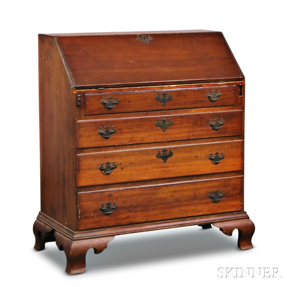 Appraisal: Chippendale Cherry Slant-lid Desk the lid opening to a fitted