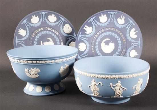 Appraisal: Two Wedgwood blue and white footed bowls and a pair