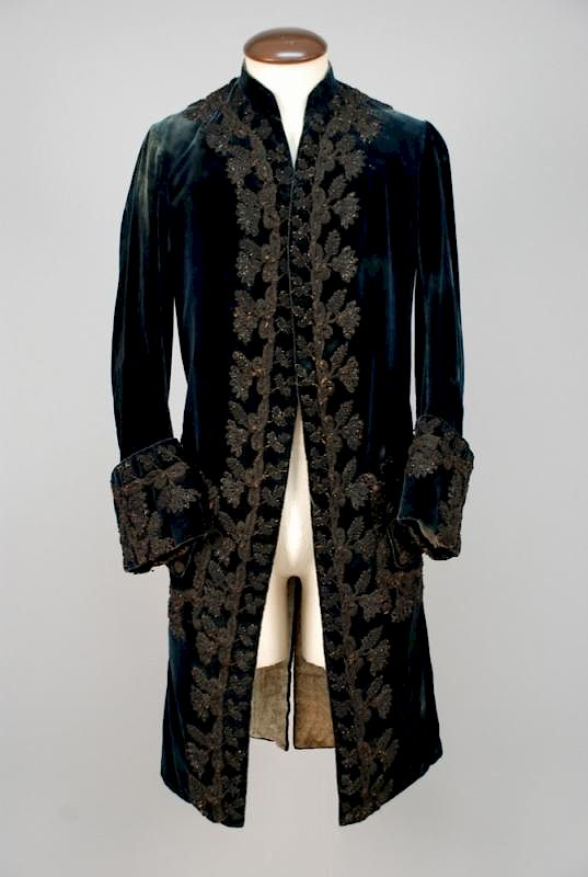 Appraisal: BEADED VELVET FORMAL COAT - Blue silk decorated with black