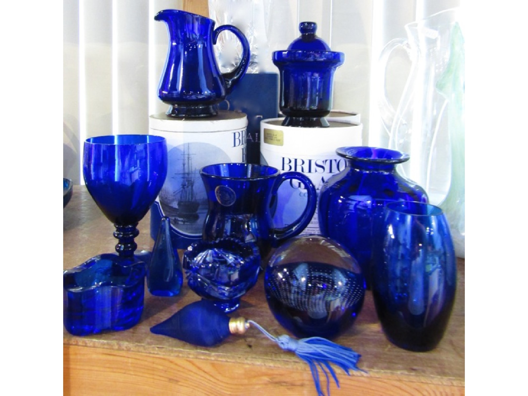 Appraisal: A collection of Bristol Cobalt Blue glass to include a