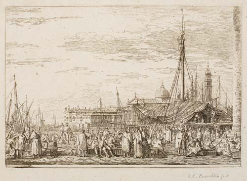 Appraisal: ANTONIO CANAL IL CANALETTO The Market on the Molo Etching