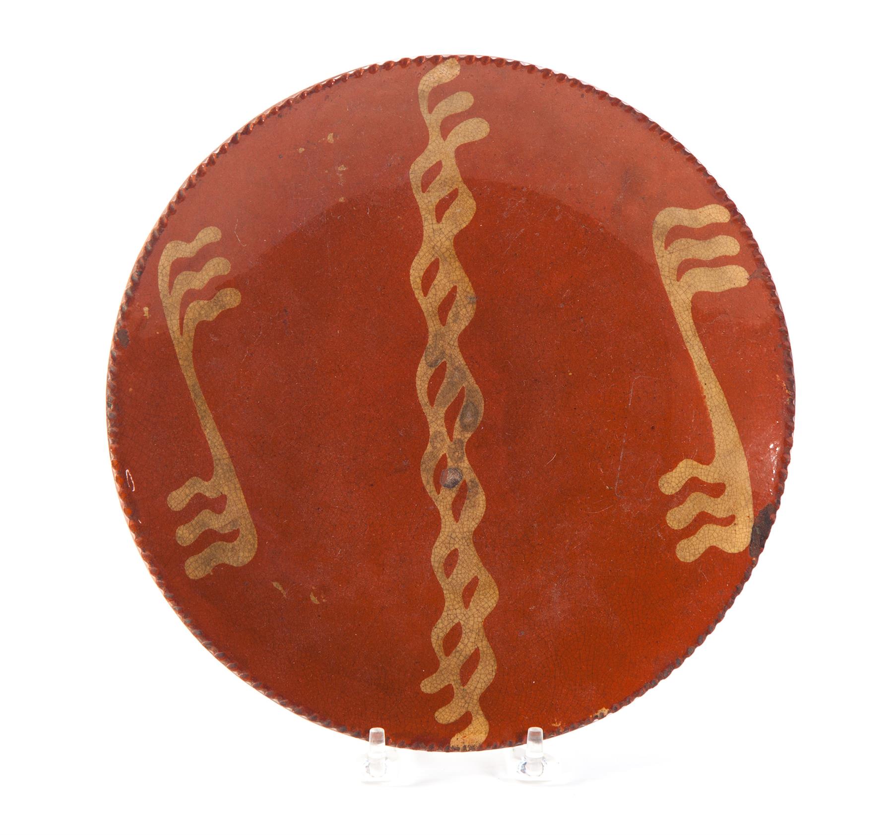 Appraisal: AMERICAN REDWARE PIE PLATE Mid th century Coggled rim and