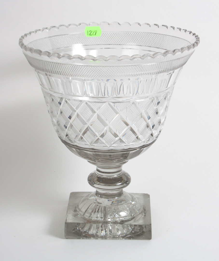 Appraisal: Anglo Irish cut glass pedestal bowl th century molded and