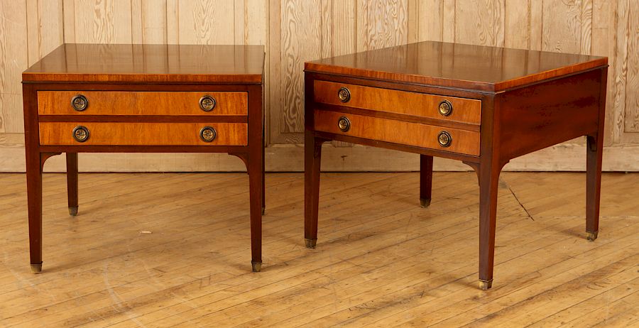 Appraisal: PAIR KITTINGER FEDERAL STYLE MAHOGANY END TABLES A pair of