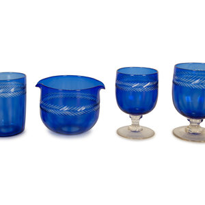 Appraisal: A Bohemian Cobalt Glass Service for Six th Century comprising