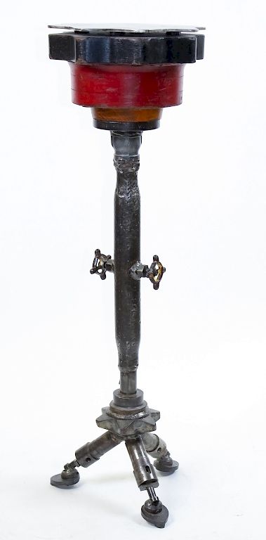 Appraisal: Cindy Wynn Industrial Iron Plinth Stand Pedestal Cindy Wynn b