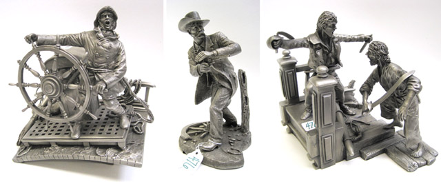 Appraisal: THREE FRANKLIN MINT PEWTER SCULPTURES Wyatt Erp by Jim Ponter