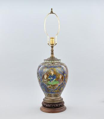 Appraisal: A Persian Ceramic Table Lamp The body of the lamp