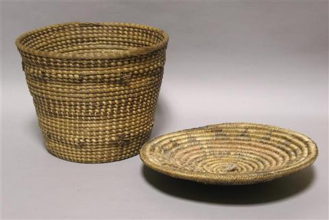 Appraisal: TWO WOVEN NATIVE AMERICAN BASKETS One wedding basket formed in