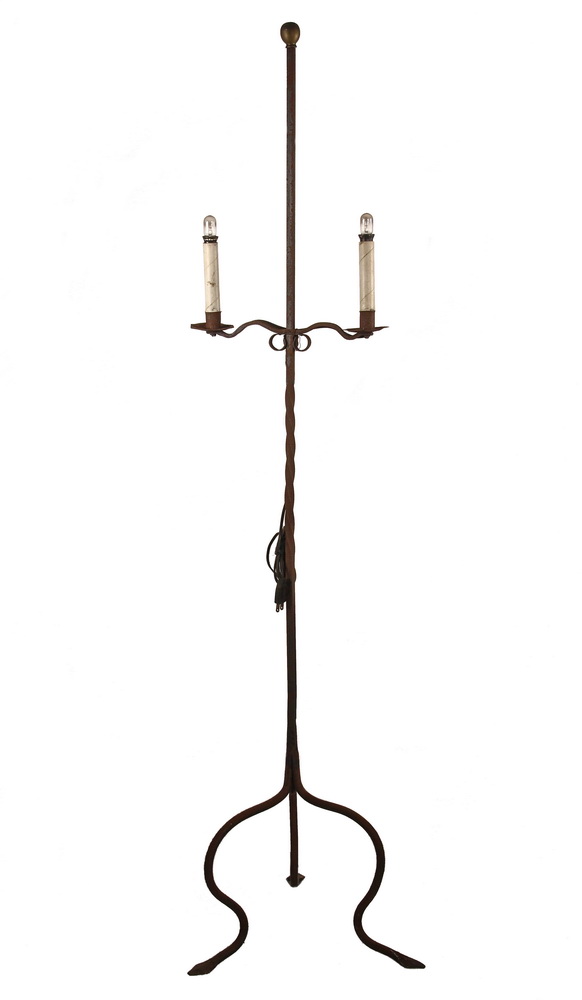 Appraisal: METAL FLOOR LAMP - Hand Wrought Iron Stand Lamp with