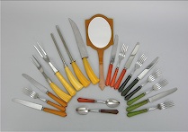 Appraisal: A Collection of Bakelite Flatware Items Including a Mirror This